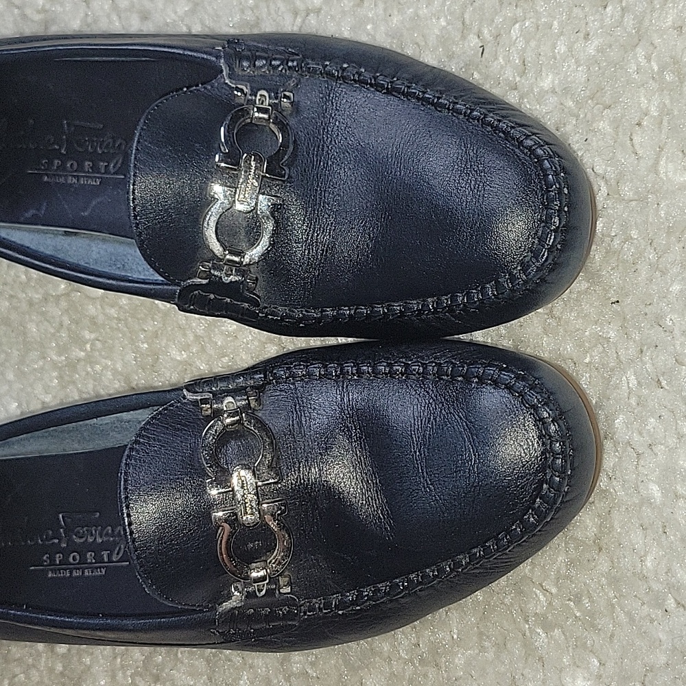 Salvatore ferragamo Ganachi navy leather driving loafers/shoes size 7 - Picture 2 of 16